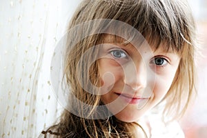 Close-up portrait of brunette child girl