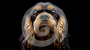 Close-Up Portrait of a Cavalier King Charles Spaniel Against Black Background