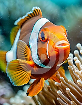 Close-up portrait of a clown fish