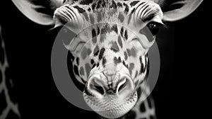 Close-up Portrait Of A Cute Giraffe Kitten In Stunning Black And White