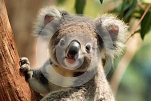 Portrait of a Cute Koala Cub in a forest AI Generative