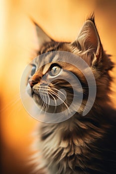 Close-up portrait of cute pet kitty. Shallow depth of field.
