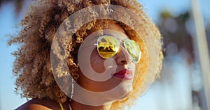 Close Up Portrait of Exotic Girl with Afro Haircut