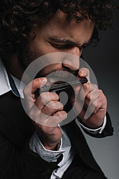 close-up portrait of expressive young man