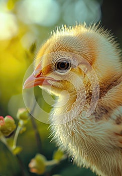 Close-up Portrait of a Fluffy Chick in Natural Light