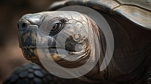 Close-up portrait of a Galapagos tortoise