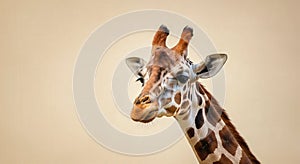 Majestic giraffe portrait on neutral background for wildlife art and decor photo