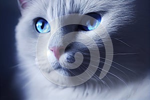 Close up portrait of a gorgeous fluffy ragdoll cat with blue eyes, generative AI