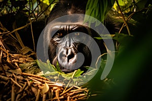 Close up portrait of Gorilla in the natural habitat. Africa