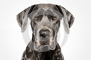 Close up portrait of Great Dane dog Isolated on white background