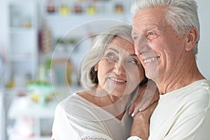 Close up portrait of happy mature couple