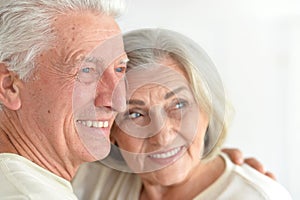Close up portrait of happy mature couple