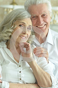 Close up portrait of happy mature couple