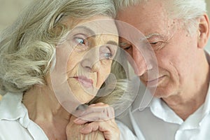 Close up portrait of happy mature couple