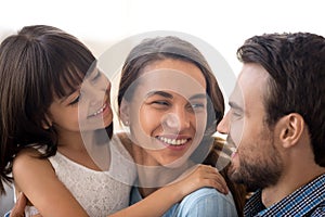 Close up portrait of happy multi ethnic family