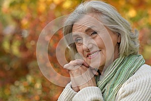 Close up portrait of happy senior beautiful woman