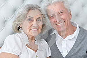 Close up portrait of happy senior couple