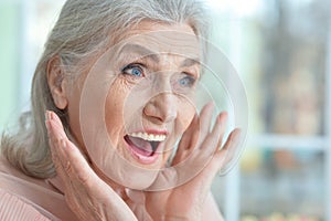 Close up portrait of happy senior woman