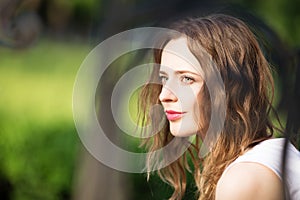 Close up portrait of lovely urban girl outdoors.