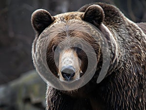 Close-up portrait of a majestic brown bear