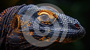 Close up portrait of a majestic komodo dragon revealing ancient wisdom and formidable presence