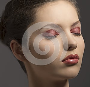 Close-up portrait of make-up girl