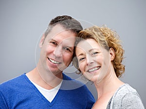 Close up portrait of a middle aged couple smiling