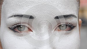 Close up portrait of a mime girl