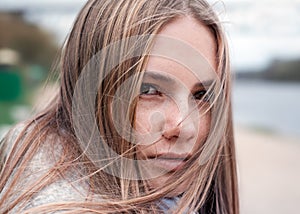 Close-up portrait of natural beauty girl