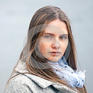 Close-up portrait of natural beauty girl