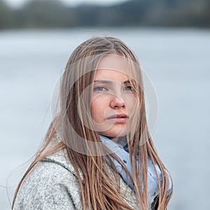 Close-up portrait of natural beauty girl