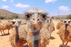 close-up portrait of an ostrich on a farm