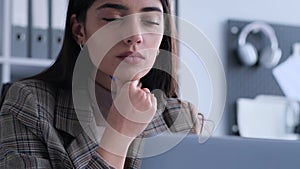 Close Up Portrait Of A Pensive Office Worker