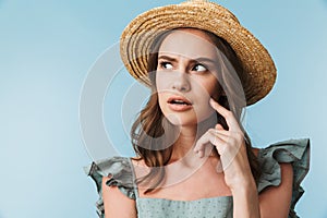 Close up portrait of a pensive woman in dress