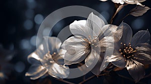 Ethereal White Flowers: Uhd Photorealistic Backlit Nature-inspired Imagery photo