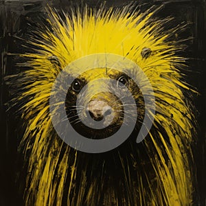 Intense Gaze: Yellow Porco Oil Painting In Tanbi Kei Style photo