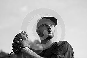 close up portrait of a pretty baseball pitcher