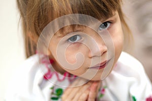 Close-up portrait of pretty little child girl