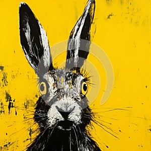 Yellow-eyed Rabbit: Conceptual Street Art Inspired Painting photo