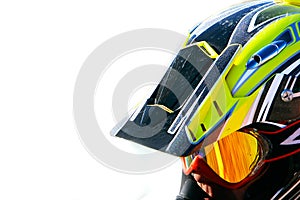 Close up portrait of racer in helmet