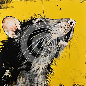 Bold And Expressive Black And Yellow Rat Portrait photo