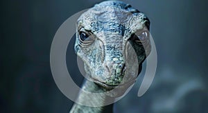 Close-up Portrait of a Realistic Dinosaur Model