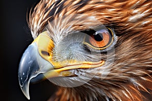 Close-up portrait of a red-tailed hawk Aquila chrysaetos, Beautiful Eagle, Golden eagle head detail, Aquila chrysaetos, AI