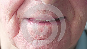 Close up portrait of an senior man`s mouth