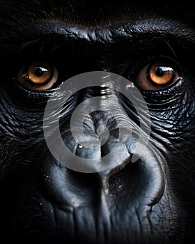 Close up portrait shot of a grey back gorilla