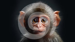 Close-up portrait of a small monkey. Generative AI.