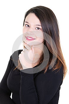 Close up portrait of a smiling casual girl