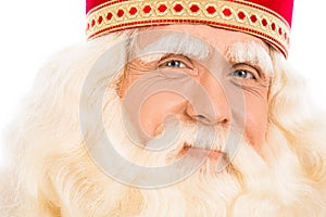 Close up portrait smiling Santa Claus