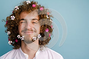 Close up portrait of a smiling young white man