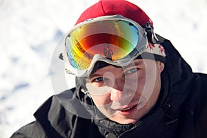 Close-up portrait of of snowboarder